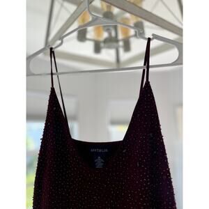 Ann Taylor Size Medium Made Hong Kong Beaded Plum/Wine Color